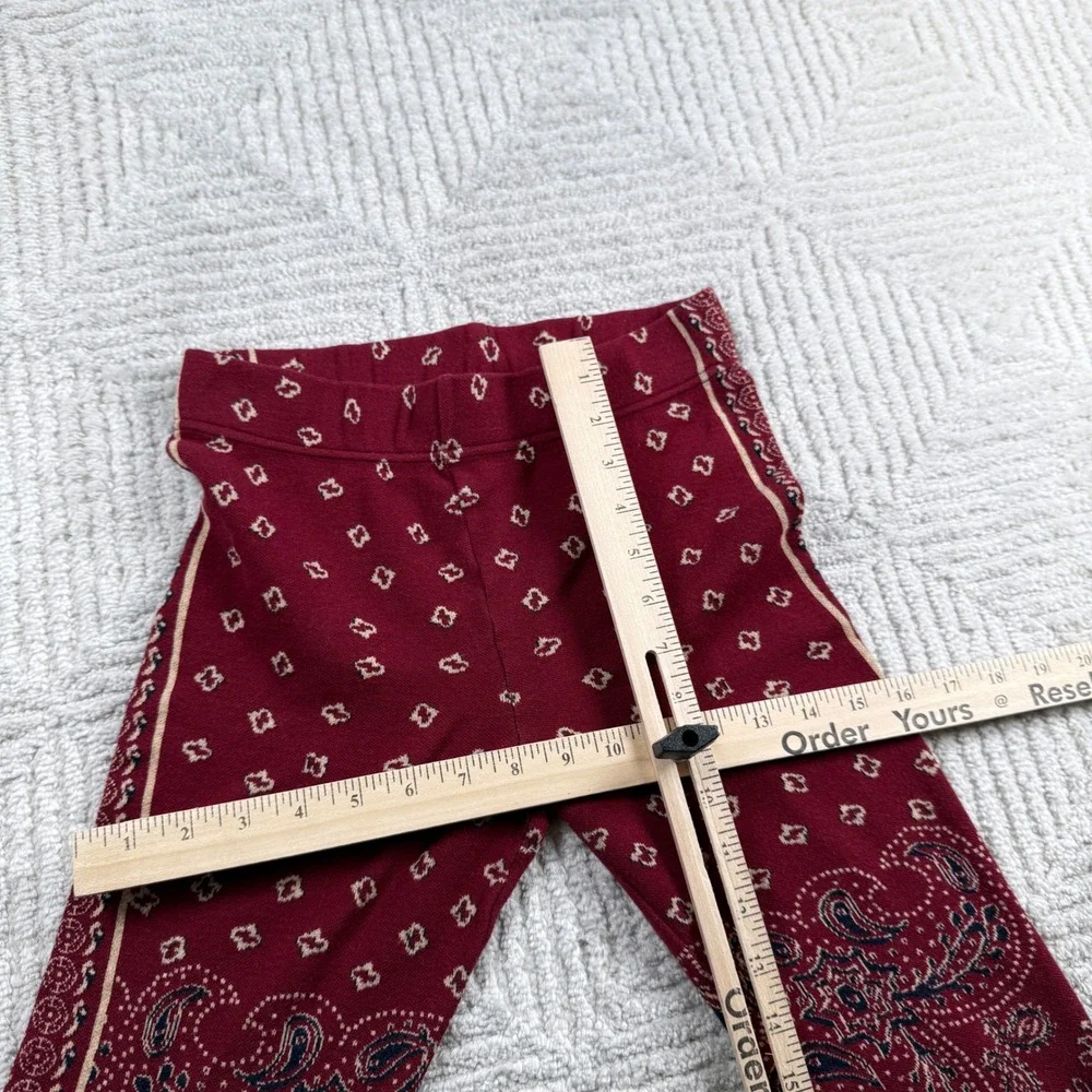 Free People Paisley Bandana Knit Leggings Womens S Burgundy Boho Western Gypsy